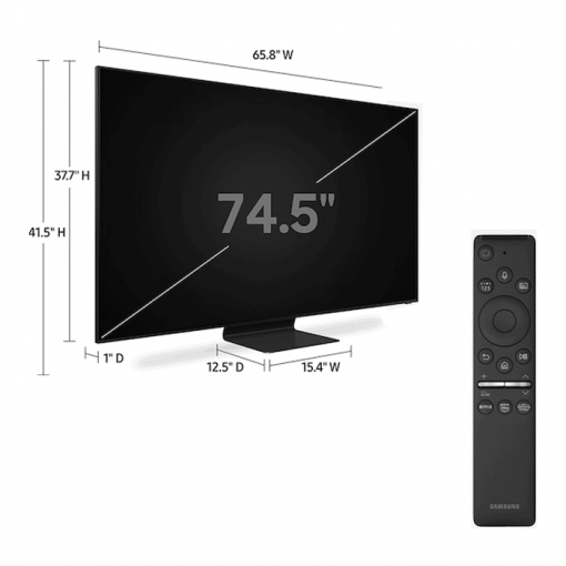 عکس کنترل و اندازه زوایای تلویزیون سامسونگ 75 اینچ مدل 75Q800T