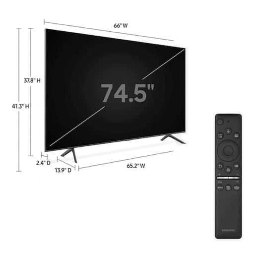 عکس کنترل و اندازه زوایای تلویزیون سامسونگ 75 اینچ مدل 75Q60T